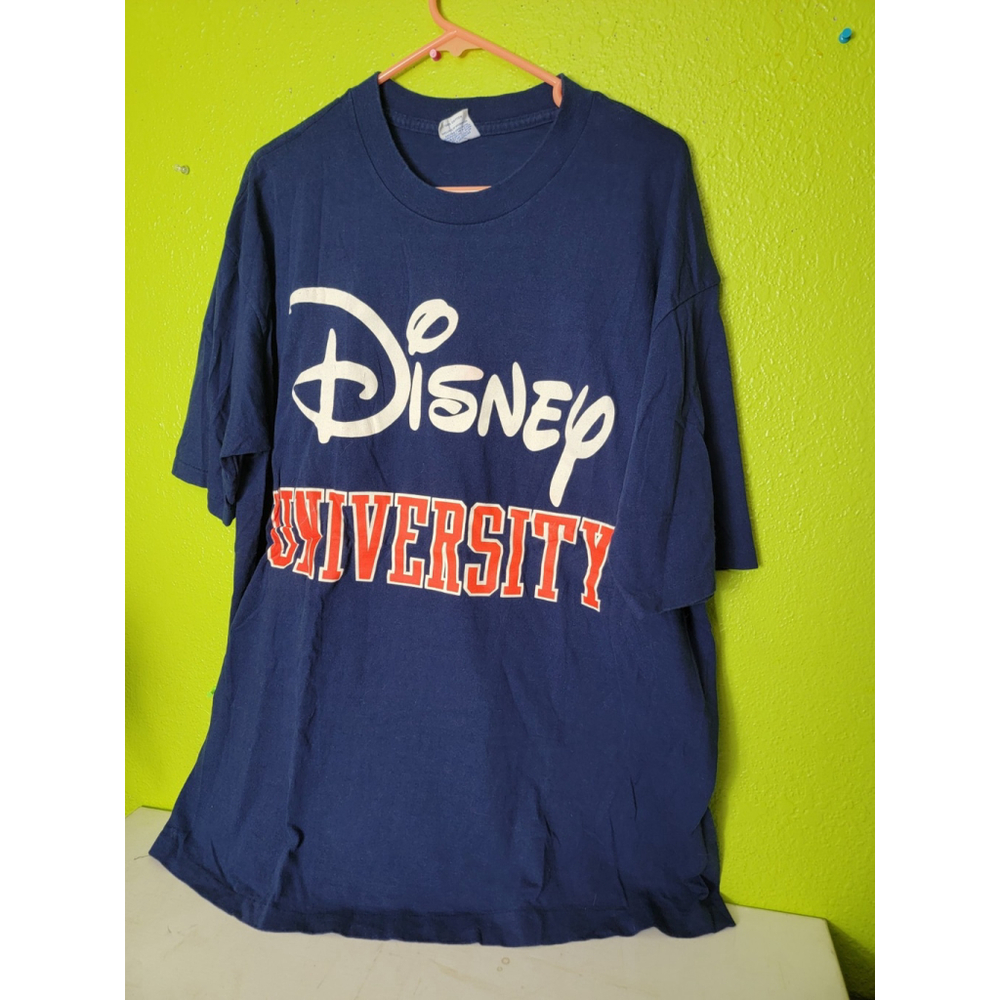 Vintage 1980s Disney University Spellout Shirt Single Stitch Blue Fashions USA